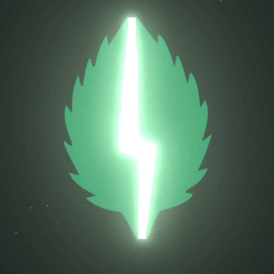 The FragMint leaf with its lightning-bolt cut lit up